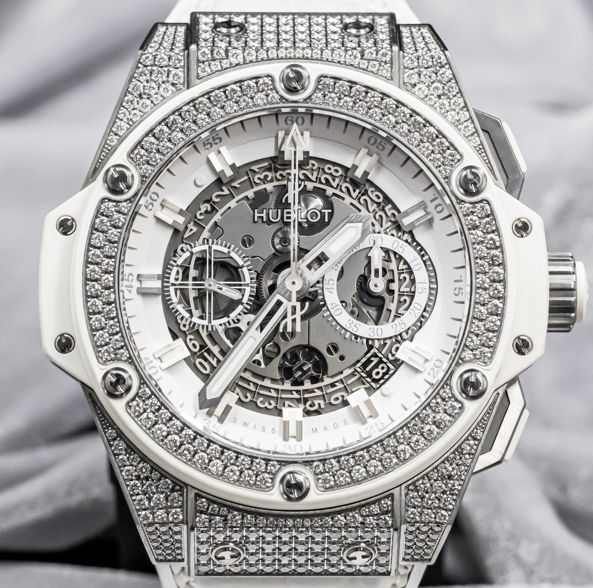 Hublot King Power Unico Titanium White Pave Diamonds 48 mm