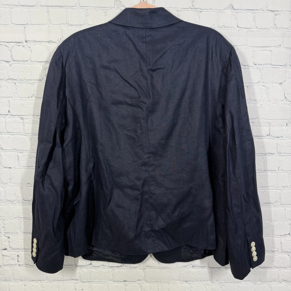 Blazer Ralph Lauren Mujer Plus 20W Azul Marino Lino Botón Lagenlook Resort Chaqueta Foto 3 de 4