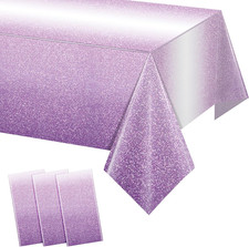 3 Pack Ombre Purple Plastic Tablecloth for Parties, Gradient Pastel Disposable R
