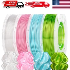 1.75mm Silk PLA Filament Bundle - White, Pink, Green, Blue - 800g