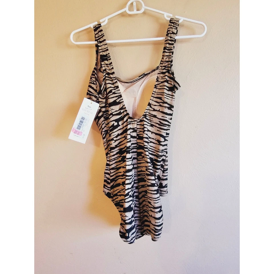 Traje de baño Roxanne a rayas cuello cuadrado de una pieza nuevo con etiquetas Foto 4 de 4