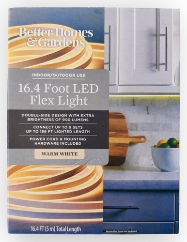 Lichtseil flexibel warm. Weiß 16,4" mit Befestigungsclips Brandneu - Bild 1 von 7
