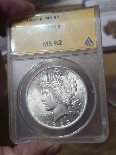 1922  Peace Dollar Anacs MS62