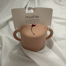 Mushie Silicone Snack Cup Blush Color Spill-Proof Baby/Toddler BPA Free
