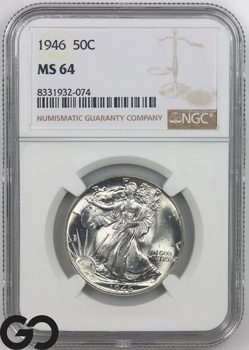 1946 Walking Liberty Half Dollar NGC MS 64` ** Premium Quality!