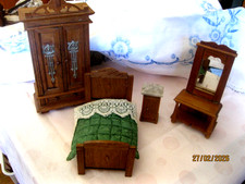 Antikes Puppenstuben Schlafzimmer 4 Teile