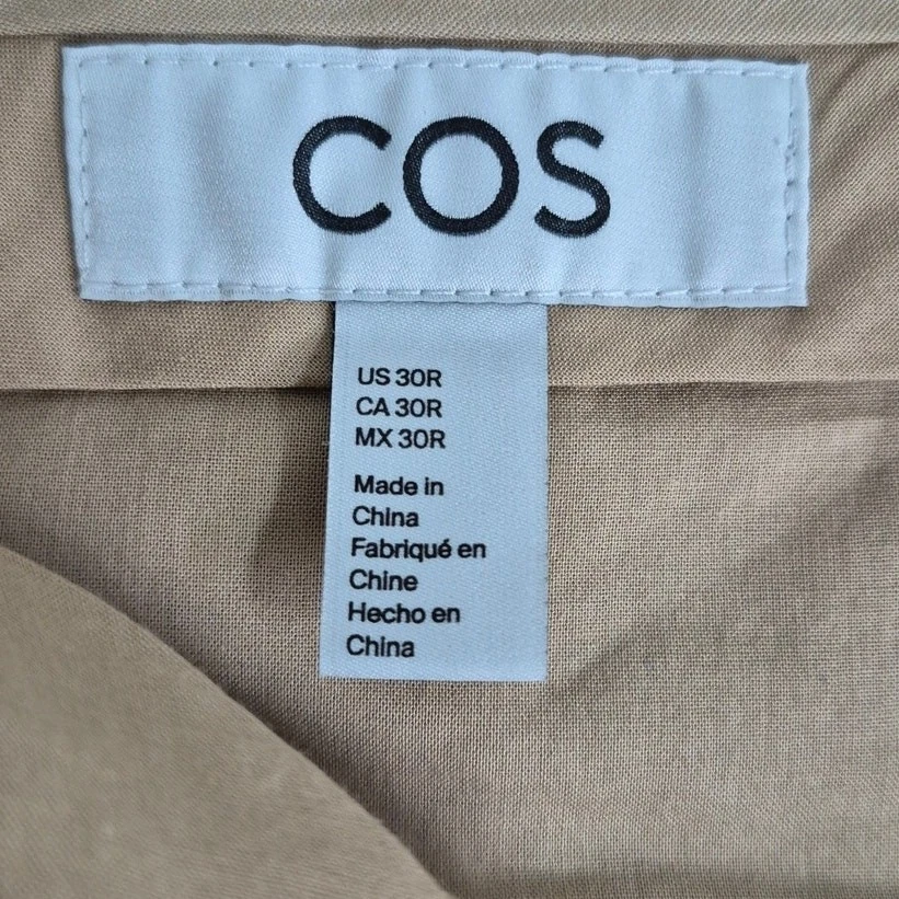 Pantalones Cortos Vintage Años 80 90 Y2K COS Cintura Alta Algodón Caqui 30R 32x27 Foto 4 de 4