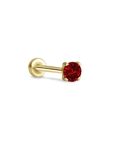 Threadless Labret Nose Ring Monroe Push Pin Yellow Gold Steel 2.5mm Prong CZ - Picture 9 of 14