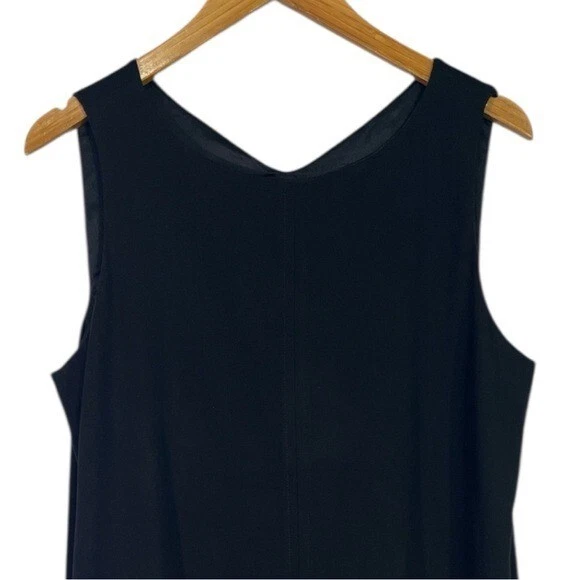 Eileen Fisher 黑色无袖迷笛连衣裙中号弹力圆领 — 第 2/4 张图片