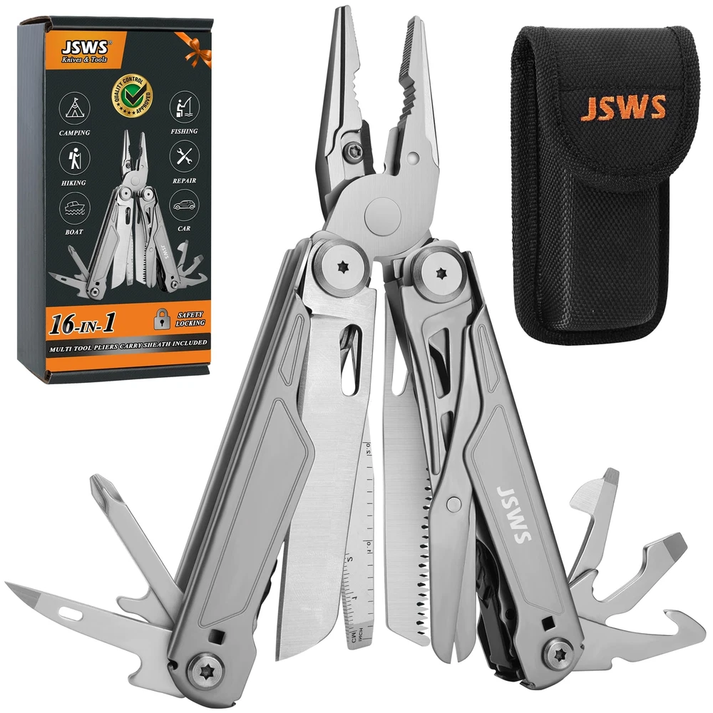 Multi Tool Pliers 16-in-1 Multitool Knife Saw Screwdriver Scissors Bottle Ope...