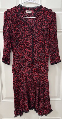 ZADIG VOLTAIRE Remo Leopard Print Blouson Shirtdress Women's XS