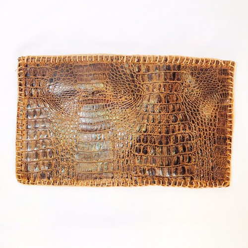 Hand Stiched Leather Pouch Case Embossed 9.5" x 5.5" Open Top