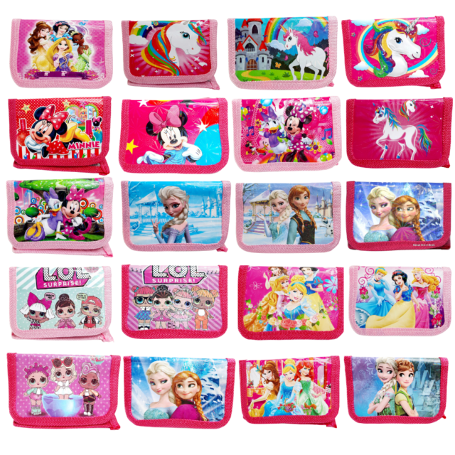 wallet girls kids trifold coin purse Disney Princess Frozen Minnie LOL Unicorn