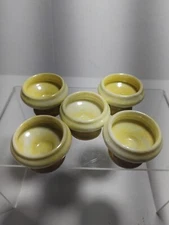 Vintage Lusterware Yellow Salt Cellars Gold Pedestal Set Of 5