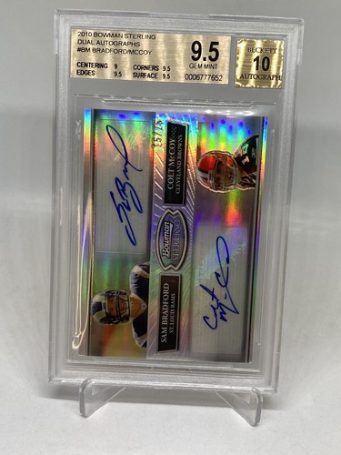 2010 Sam Bradford Colt McCoy RC Bowman Sterling Dual Auto /25 BGS 9.5/10 POP 2 - Picture 7 of 12