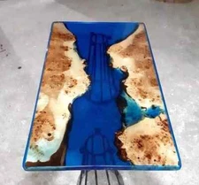 Ocean Deep Blue Epoxy Table top Made To Order Resin River Handmade Furniture
