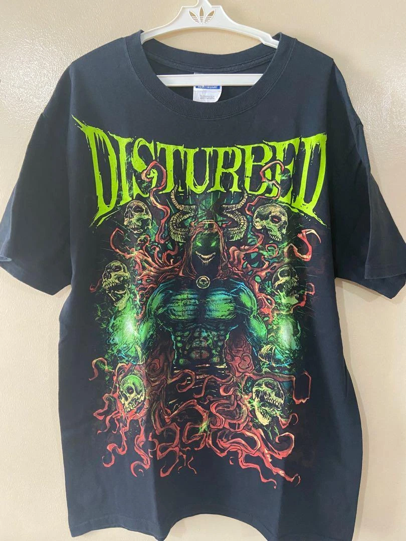 Disturbed Heavy metal Band 90s Graphic T shirt Skull horror