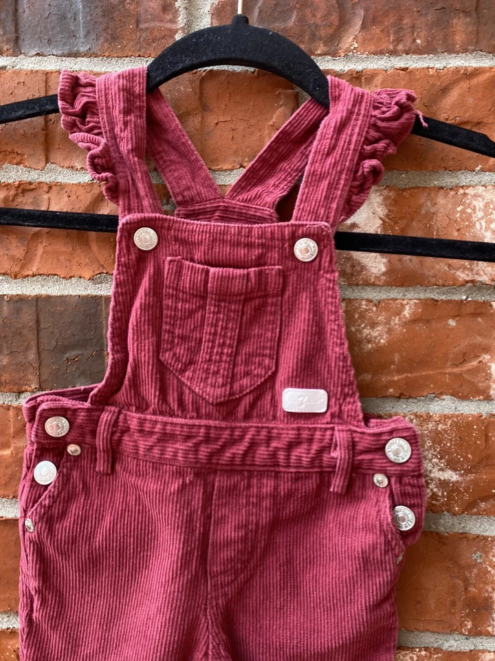 Mono 7 For All Mankind Bebé Niña 12M Borgoña Volantes Curdoroy 7FAM Foto 2 de 4