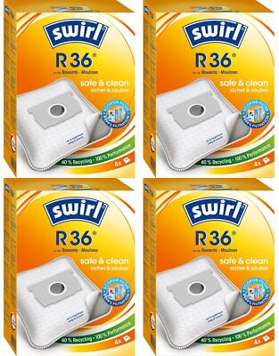 4 Pakete Swirl Staubsaugerbeutel R36 für Rowenta, Moulinex ZR-0015 Staubsauger