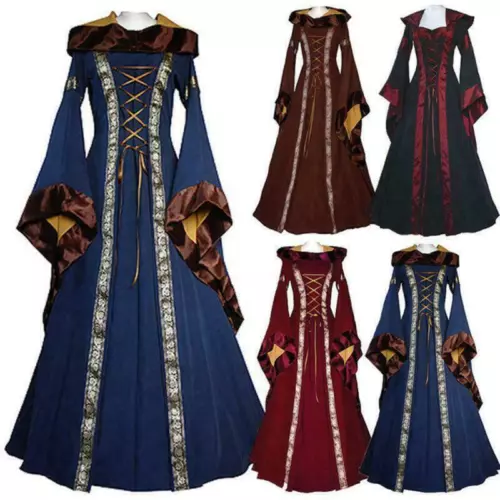 Retro Women's Hooded Victorian Renaissance Gothic Dress Medieval Dress Costume - Bild 2 von 9