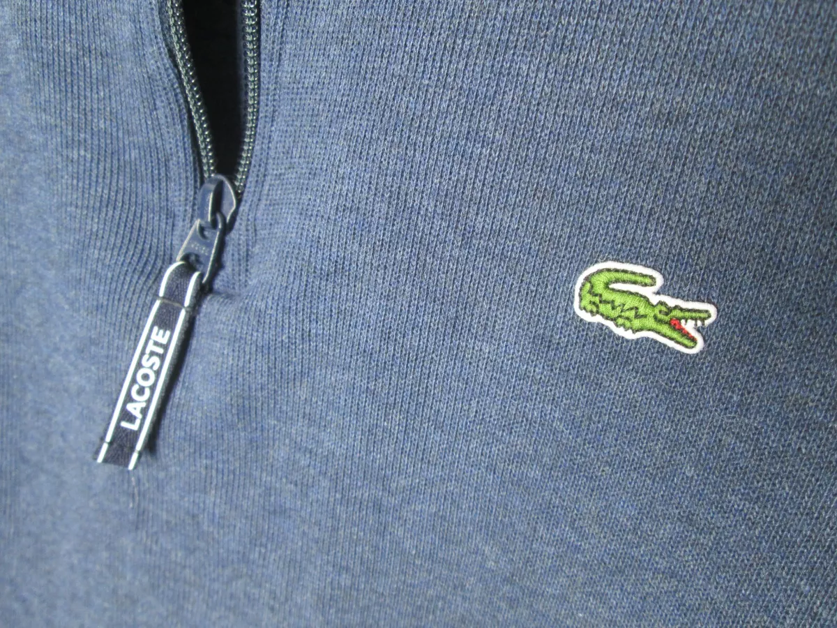 Lacoste Pullover Cotton Sweater sz L 1 4 zip Mock Neck Sweatshirt