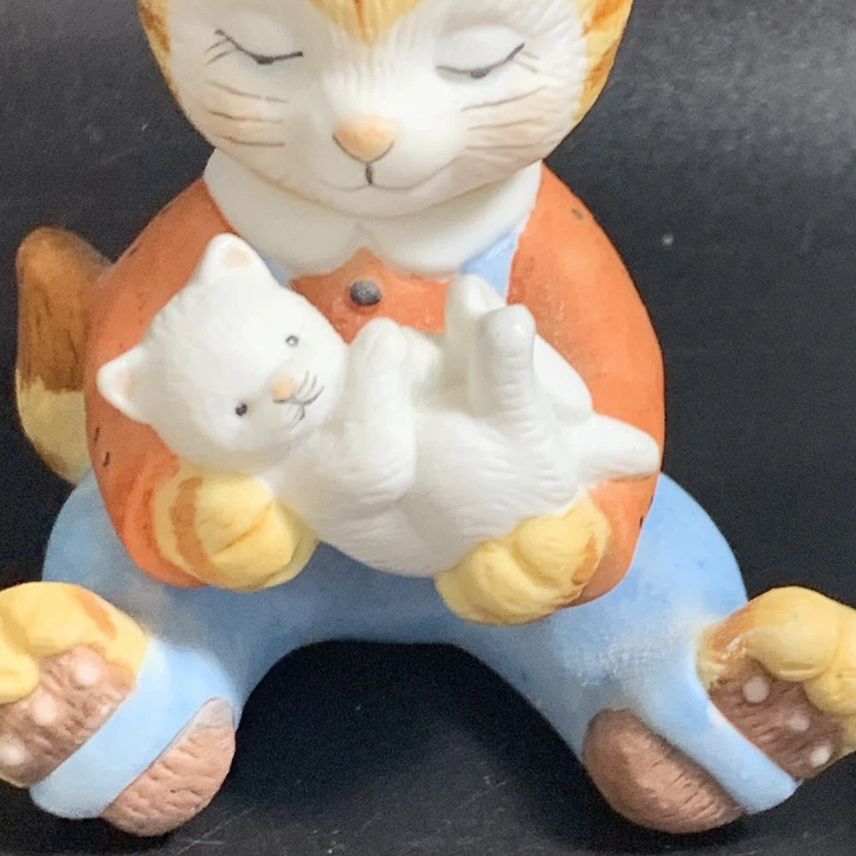 1993 Bronson Coleccionables 2 Estatuillas Gatito Gato Sostienen Para Ti Gato Corazón Arco Jengibre Foto 3 de 4