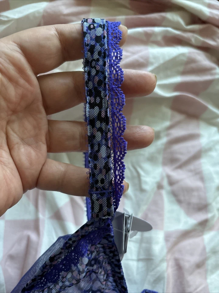 huit choisya полный чашка кружевной бюстгальтер размер 36D фиолетовый цветочный с кружевной отделкой новый с Ярлыками  - Изображение 3 из 4