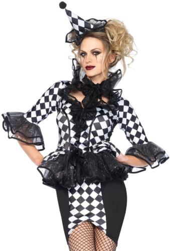 Pretty Pirouette Clown Costume Halloween Circus Cosplay Ruffles Jester C9057 - Picture 1 of 2