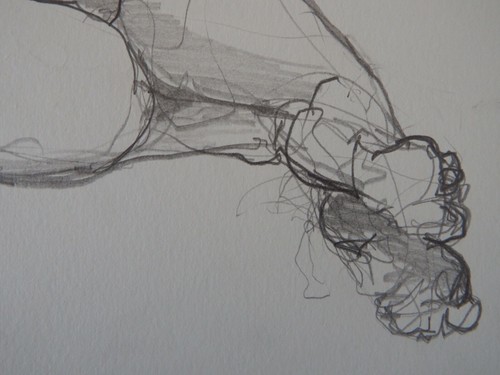 Original hand drawn reclining female nude pencil life drawing expressive study - Picture 11 of 12