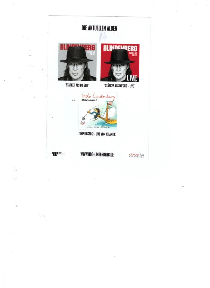 Udo Lindenberg Autogrammkarte . ( Original Signiert ) - Bild 2 von 2