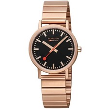 Image of Mondaine Quartz Black Dial Rose Gold Steel Bracelet Watch A660.30314.16SBR