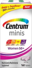 Minis Women 50+ Multivitamin Multimineral Supplement Heart, Brain, Eye, 160 tab
