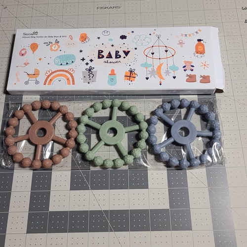 3 Pack Ring Teether Infant Baby Toys, Silicone Ring Teething Toys for Babies New - Picture 9 of 24