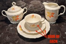 Juego de té de postre Oscar Schaller Bavaria 15 piezas ~ SERVICIO PARA 4 ~ naranja/amarillo