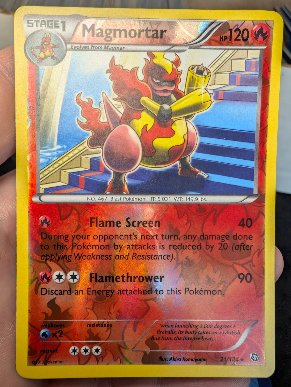 Pokemon MAGMORTAR 21/124 Dragons Exalted RARE Rev Holo NM - NEAR MINT/MINT