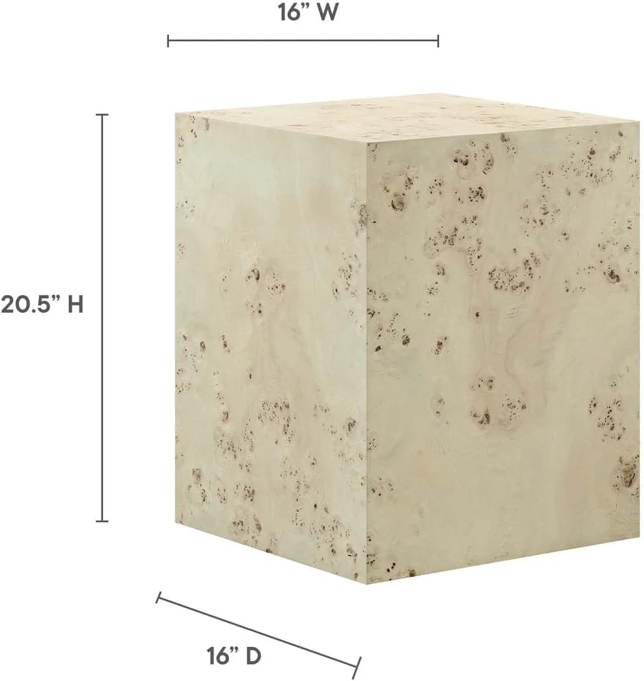 EEI-6273-BLB Cosmos 16" Square Burl Wood Side Table, Bleached Burl - Image 3 of 4