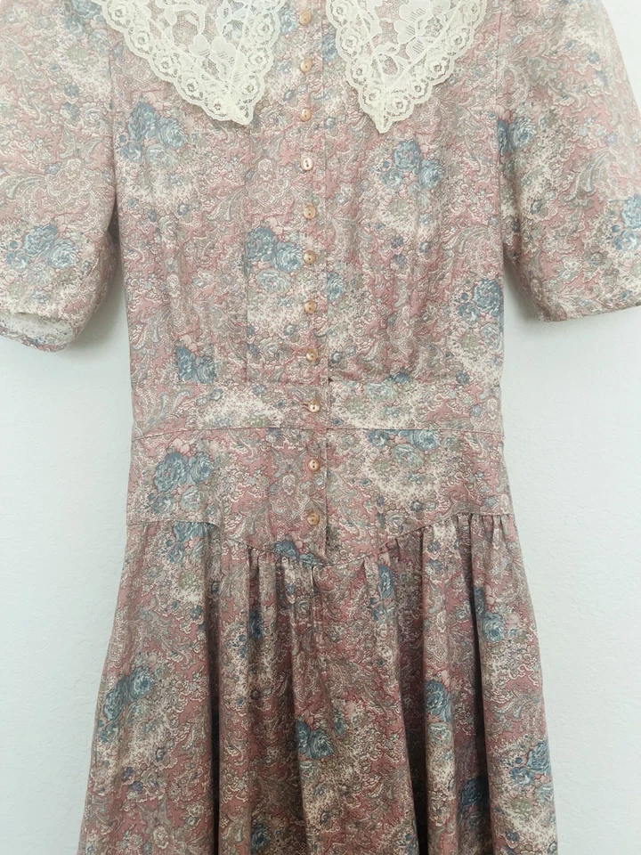 Betsy's Things VTG Floral Print Dress Edwardian Babydoll Lace Cottage-Core Boho - Image 4 of 4