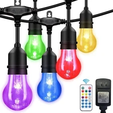 Outdoor Patio Lights Color Changing, 35FT RGB LED String Lights with E26