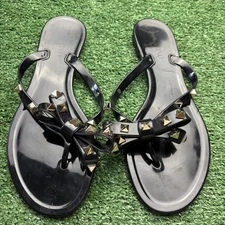 Valentino Garavani Jelly Rockstud Bow Thong Sandals Women's Black Size 38 8 US