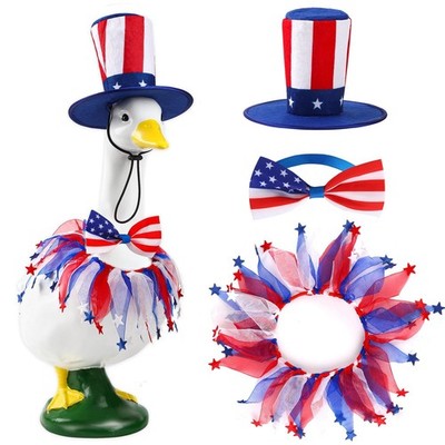 3 Pcs Patriotic Porch Goose Outfits, Cement Goose Costume 4th of July Style Goos