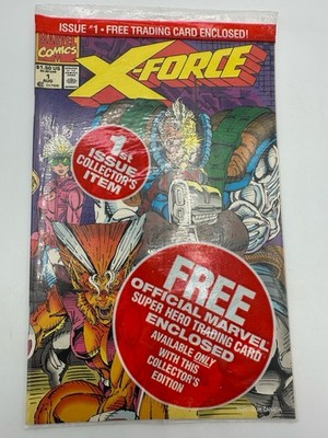 X-Force #1 Sealed Polybag w/ Deadpool Card 1991 Marvel 1st Issue NM