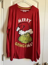 The Grinch Pajama Top Women  s XL Dr Seuss Merry Grinchmas Sleep Holiday C911