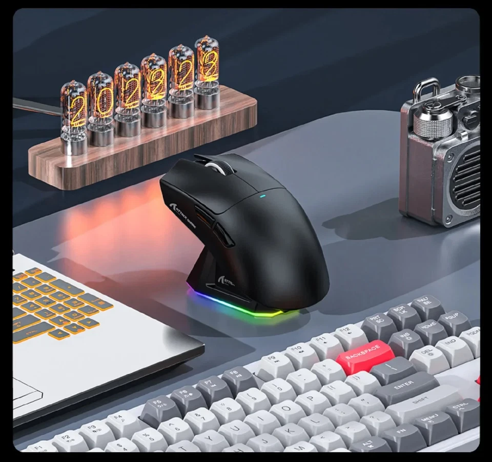 Red Attack Shark X11 Wireless RGB Gaming Mouse, PAW3311, 2.4G & Bluetooth - Image 2 of 4