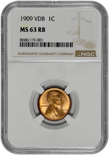 1909 VDB 1c Lincoln Wheat Cent NGC Graded MS 63 RB in New Holder
