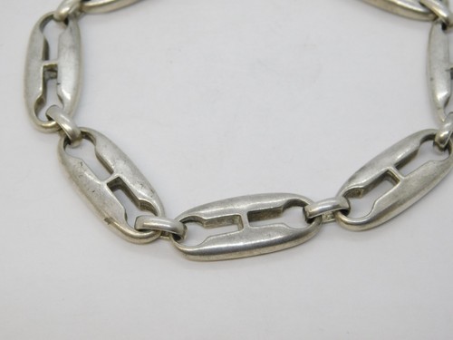Sterling Silver Fancy Lock Link Panel Bracelet Vintage c1970 18cm Length - 第 5/6 張圖片