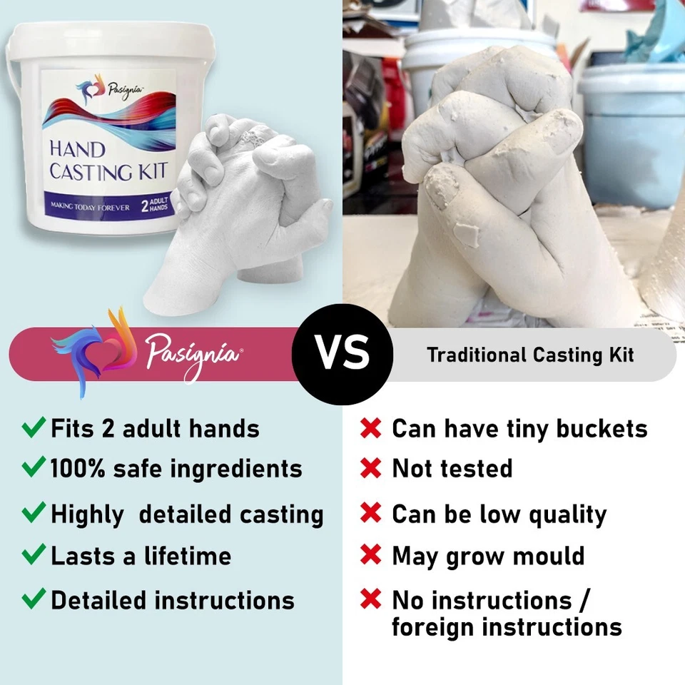 Hand Casting Kit for Couples, Adults, Keepsake – DIY Plaster Statue Cast Kit - image 3 of 4