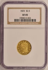 1825 $2.50 Capped Head Gold Coin NGC XF45 Pre-1933 Gold
