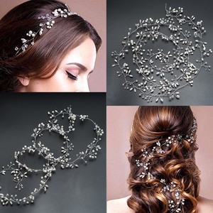 Women Crystal Wedding Headband Bridal Vine Headpiece Pearl Hair
