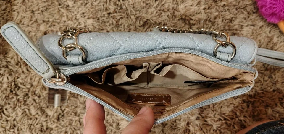 Светло-синий выстеганный девять West искусственной кожи крест тела сумка сумочка вечер Дамская сумка - Изображение 4 из 4