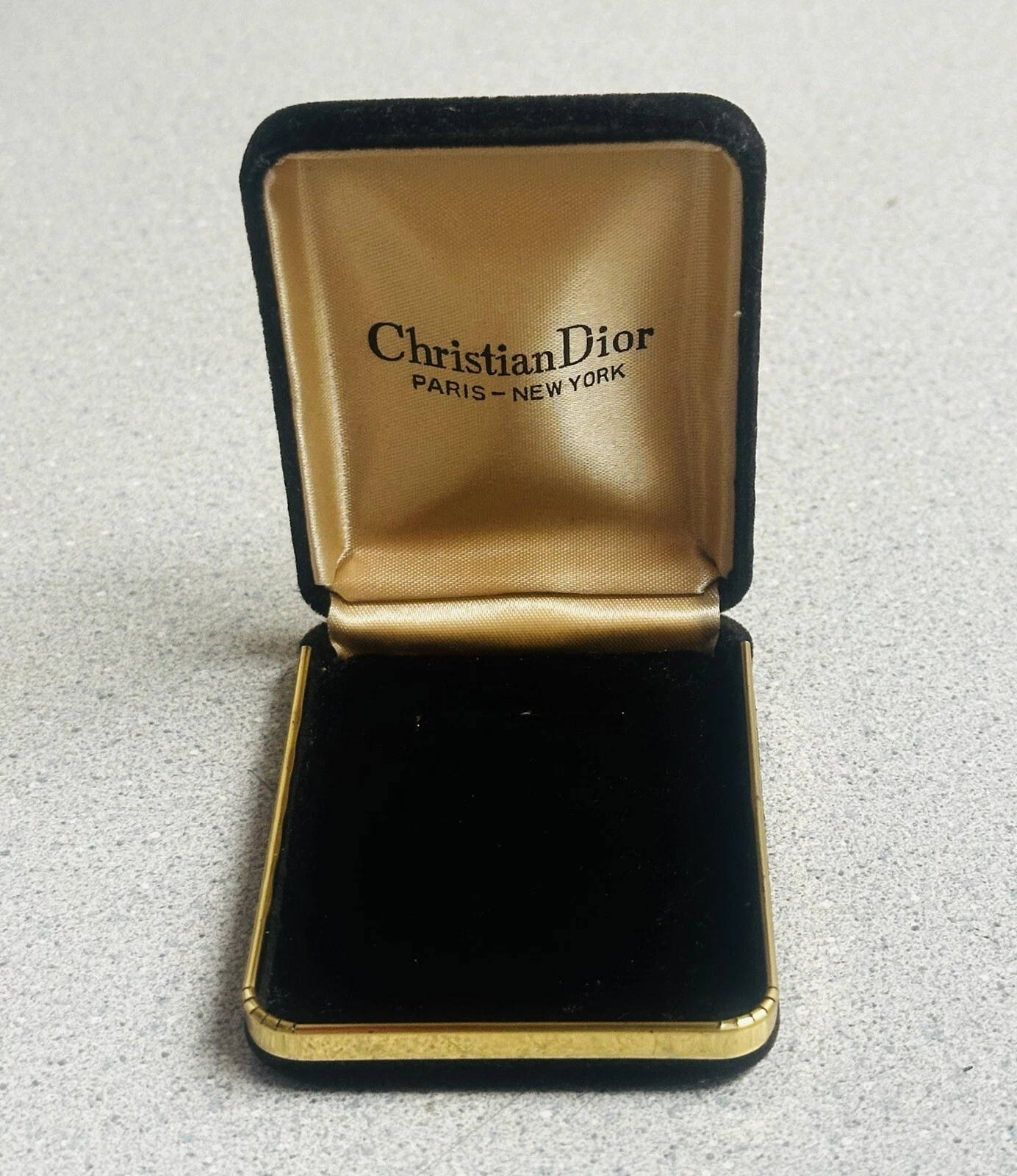 Boîte à bijoux vintage Christian Dior marron foncé velours milieu du siècle